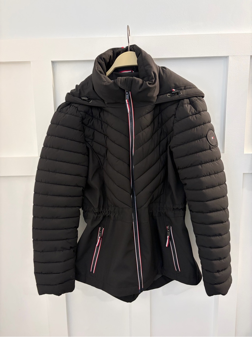 Tommy Hilfiger Women’s Black Hooded Quilted Winter Jacket